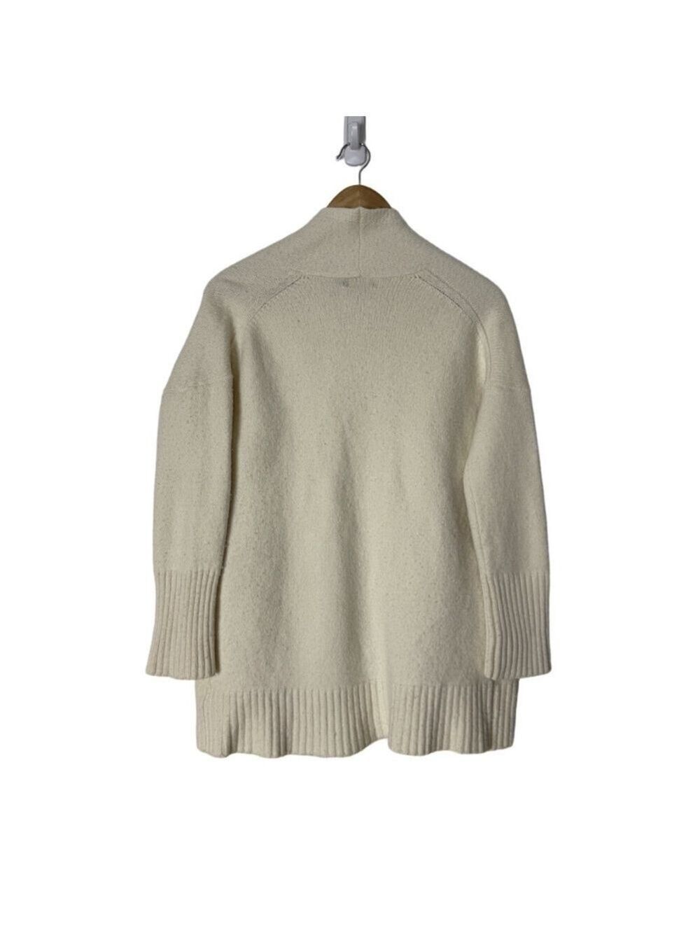 Polo Ralph Lauren Wool Open Front Cardigan Sweater Med Women Cream Pocket Preppy - Picture 3 of 10